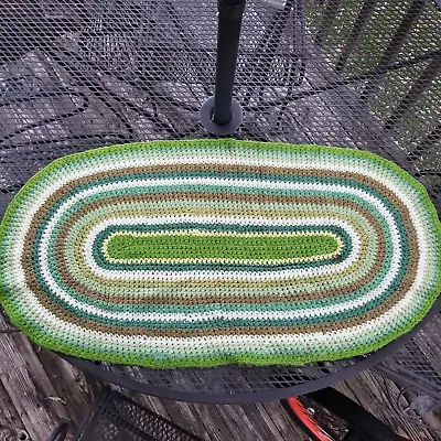 Handmade Vintage Oval Area Rug Multicolor 36 1/2 Inches Long 18 Inches Wide • $24