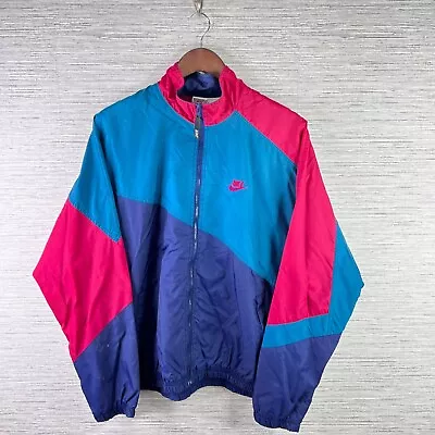 VINTAGE Nike Jacket Mens XL Windbreaker Full Zip Track Suit 90s Colorblock Retro • $48.88