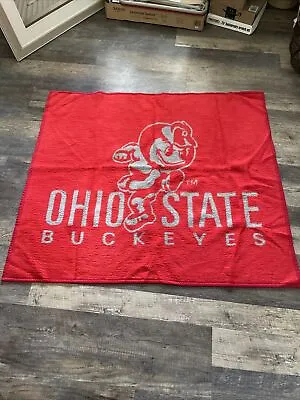 OSU Biederlack Blanket Ohio State Buckeyes 46”x52  Made In USA Great Pre Owned • $35