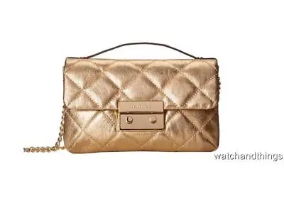 New Michael Kors Sloan Gold Small Quilted Leather Messenger 30F4MSLM1M $258 • $169.99