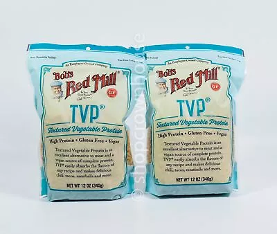 2 Bob's Red Mill TEXTURED VEGETABLE PROTEIN 12 Ounce Bag 11/08/2024 Gluten Free • $19.99