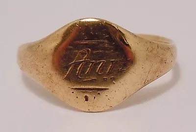 $297 • Buy 100% Genuine Vintage 9k Solid Yellow Gold Ann Signet Ring Sz 5 US Or J1/2