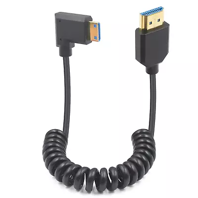8K Mini HDMI To HDMI Coiled Cable 2.1 Version 48Gbps Ultra Thin Right Angled Min • $28.45