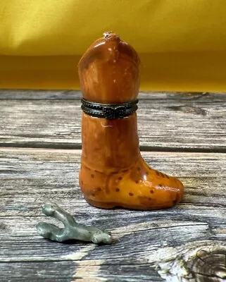 Collectible Mini Ceramic Cowboy Boot Trinket Box With Spur Trinket • $19.99