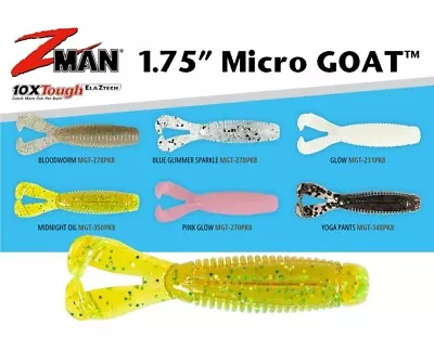 Brand New - Zman Micro GOAT 1.75  Finesse Soft Plastic Fishing Lure - Choose Col • $15.05