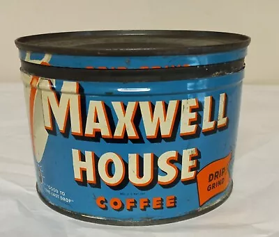 Vintage Maxwell House Coffee Can Tin With Lid Drip Grind • $23.50