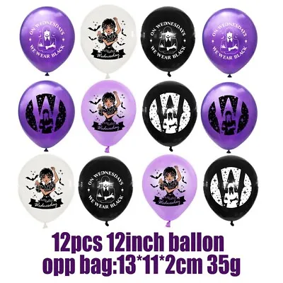 Wednesday Addams Family Party Decoration Supplie Balloons Happy Birthday 12 12pc • £5.99