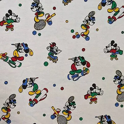 Vintage Mickey And Minnie Mouse Sports Themed Fabric One Sided Fleece Sweatshirt • $24