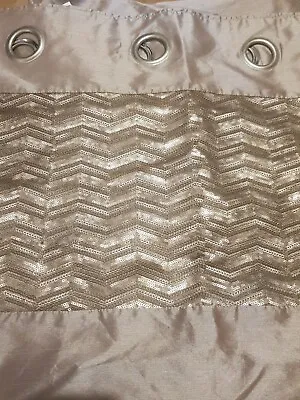 Next Mink Faux Silk Sequin Border Eyelet Door Curtain 135x229cm (NB115) • £20