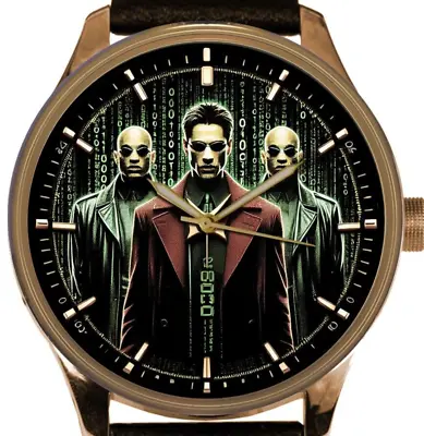 Keanu Reeves Vintage Matrix Hollywood Movie Poster Art Solid Brass Men's Watch • $119.99