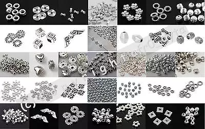 £2.99 • Buy 🎀 3 FOR 2 🎀 100 Silver Spacer Beads For Jewellery Making Different Styles