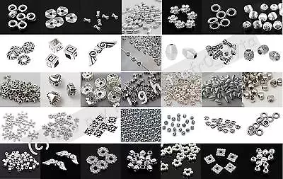 £1.99 • Buy 🎀 SALE 🎀 100 Silver Spacer Beads For Jewellery Making Different Styles