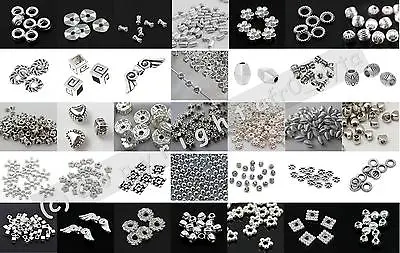 🎀 SALE 🎀 100 Silver Spacer Beads For Jewellery Making Different Styles • £1.59