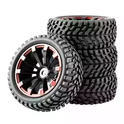 4PCS 1/10 RC Rally Car Grain Rubber Tyres Off-road Tires Wheels For Traxxas Hsp • $20.98