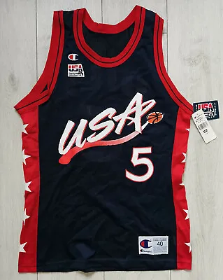 £143.99 • Buy *NEW* USA 1996 Dream Team #5 Hill Champion NBA Jersey  40  Basketball Shirt