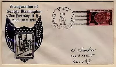 USS Yellowstone AD 27 April 30 1948 Washington InaugurationCrosby Photo Cachet • $8