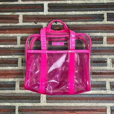 Modella Clear Plastic Tote Bag Purse Hot Pink Barbie Style Makeup Travel 90s Y2K • $29.99