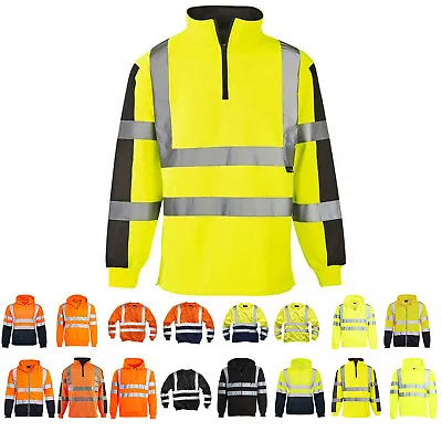 £15.99 • Buy Hi Viz Vis High Visibility Jacket Hoodie Work Zip Hooded SweatShirt Fleece SMLXL