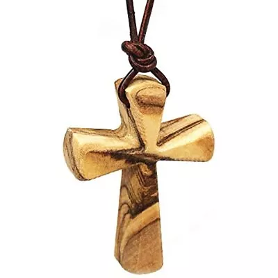 Hand Carved Tapered Wooden Cross Necklace For Men & Women On Adjustable 32  - • $26.66