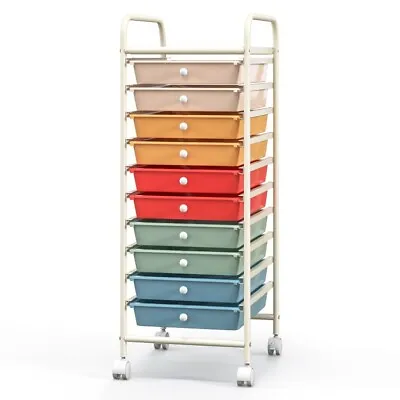 10-Drawers Rolling Storage Cart Home Office Organizer Cart W/ Universal Casters • $58.96