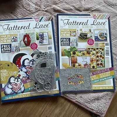 Tattered Lace Magazine With Dies Issue 70 & 73 Plus Bonus Stamp Craft New Sealed • £9