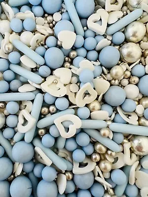 £3.99 • Buy Edible  Matt Baby Blue & White Heart  Mix Sprinkles Cake Toppers Decorations