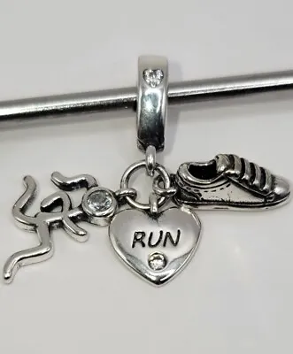 Authentic L'Amour Sterling Silver Triple Running Girl Dangle Charm - A51 • $35.39