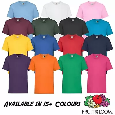 Fruit Of The Loom Boys Girls Kids T Shirts Cotton Plain Short Sleeve Tee Shirt • £1.49