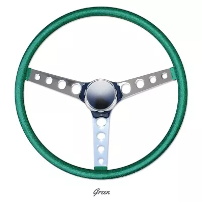 Green  Metal Flake Finger Grip Steering Wheel 15 Inch  • $159.99