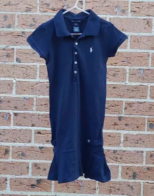 Girls Size 7 RALPH LAUREN DESIGNER Navy Blue Dress. VGC • $20