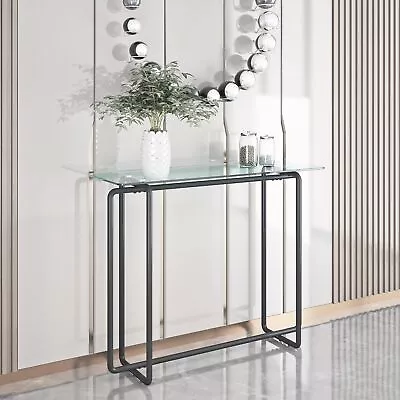 Console Table Single Layer Tempered Glass With Black Legs • $106.91