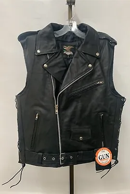 Jamin Leather VM30MCK Mens Sleeveless Buffalo Motorcycle Vest Jacket Choose Size • $89.99