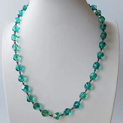 Vintage Green Necklace Czech Glass Beads Vintage Women`s Jewelry Art Deco • $40