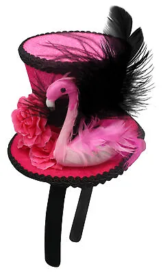 Women's Pink Fake Flamingo Mini Hat Headband Fascinator Mardi Gras Costume • $17.55