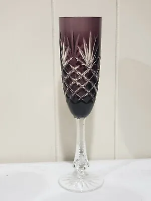 Faberge Odessa Pattern Amethyst Cut To Clear Champagne Flute 9 3/8  • $89.99