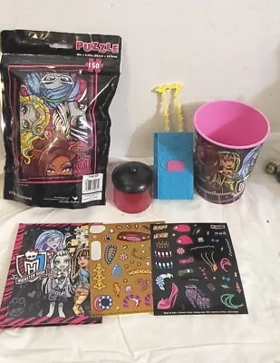 Monster High Lot Doll Suitcase & Cannister  Notebook W/Stickers Puzzle  Cup • $18.99