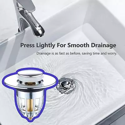 Waterproof Bathroom Sink Plug Stopper Wash Basin Core Bounce Drain Filter P2K8 • $7.69