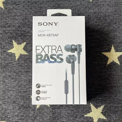 SONY MDR-XB75AP Headphones In-Ear Earbuds With In-Line Mic Black New In Box • $29