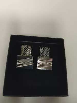 Vintage Mens Art Deco Mesh Silver Tone Cuff Links • $20