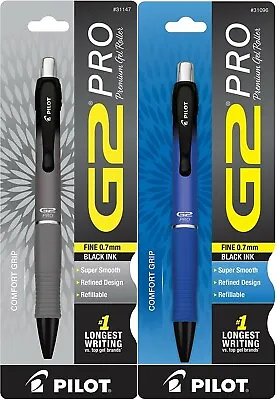 Pilot G2 Pro Premium Gel Rollerball RT Pen 0.7mm Fine Black Ink Set Of 2 • $13.51