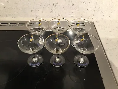Six Baby Cham Glasse 1960’s Gold Rim Yellow Deer And Marked To Base • £48