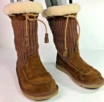 UGG Australia 5124 Suburb Knit Brown Suede Knitted Boots Womens Size 6 • $29