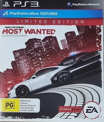 NEED FOR SPEED : Most Wanted Game For PS3 - Limited Edition (EA 2012) Free Post • $49.90