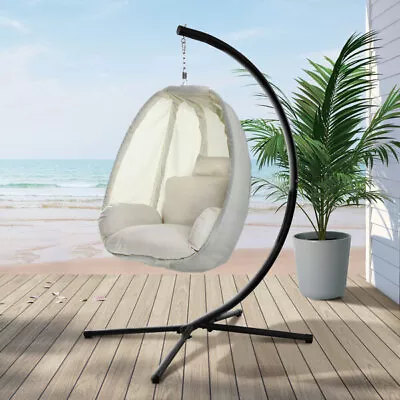 Outdoor Furniture Egg Hammock Porch Hanging Pod Swing Chair With Stand • $232.25