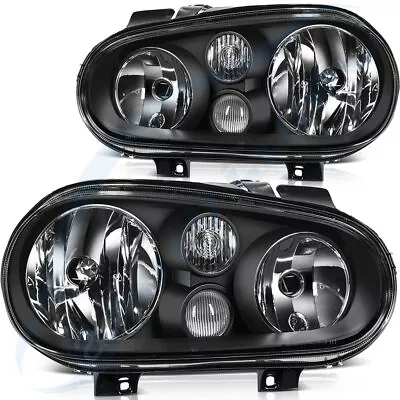 Headlights Assembly Set Fits 1999-2006 Volkswagen Golf Black Housing Left Right • $69.38