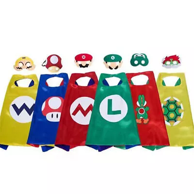 Super Mario Bros Cloak Cape & Blindfold Mask Costume Fancy Dress Kids Cosplayお • $12.30