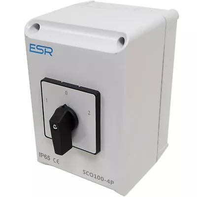 100 Amp 4 Pole Changeover Switch 3 Position Centre Off 3 Phase 400V Weatherproof • £91.95