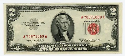1953-B Series $2 Dollar Bill Red Seal Note - AU • $14.50