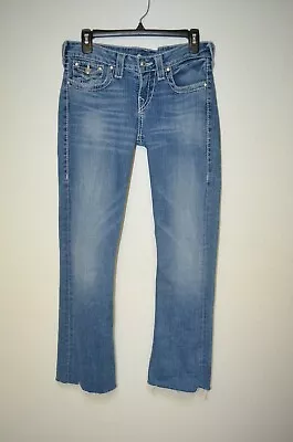 Women's True Religion Disco Becky Big T Jeans Size 29 Crystals Raw Hem Low Rise • $9.50