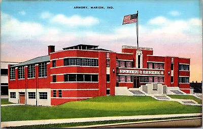 Linen Postcard Armory In Marion Indiana~1473 • $8